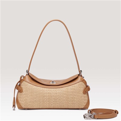 Sieviešu ikdienas salmu austās krusteniskās somas lielas ietilpības